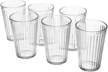 a set of six clear glass tumblers