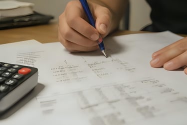 individual filling out tax forms