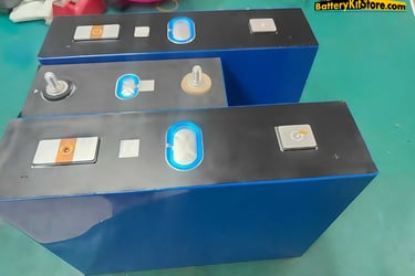 detail of prismatic LiFePO4 battery cells