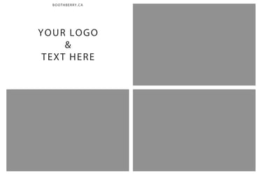 print layout with 3 photos and design on the top left