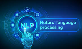 Graphic illustrating Natural Language Processing (NLP) in AI, with digital interface and text