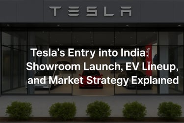 Tesla showroom launch in Mumbai showcasing electric vehicles in India