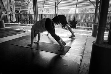 The Downward Facing dog is a practice staple in yoga classes.