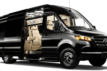 Top-tier Mercedes Sprinter van providing luxury transport in Columbus