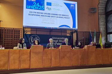 The Rector of the University of Palermo is giving speech.