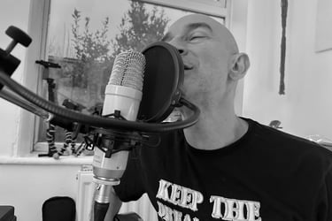 "George Papakyriacou composing 'Go To Sleep My Darling' in his home studio."