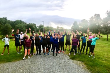 Åsane løpegruppe under fellestrening 10.august 2023
