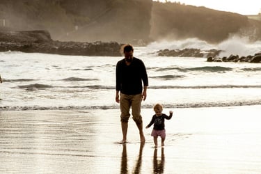 sunset view father and child