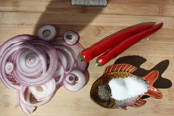ingredients for pickled onions and chillies