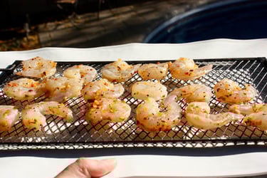 shrimp prepped for the barbecue