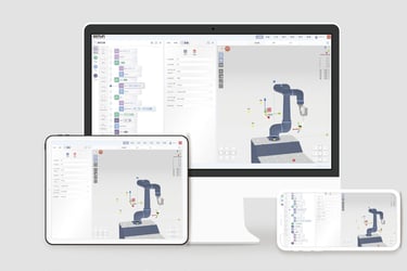 Software de programación gráfica y enseñanza por arrastre para robots colaborativos.