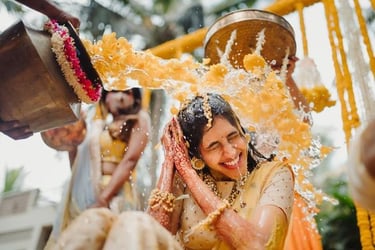 a bride and groomsmen are getting married
