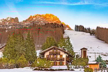 Chalet in Cortina d'Empezzo at sunset