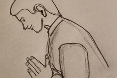 Namaste With Thumbs Touching Chest Or Sternum