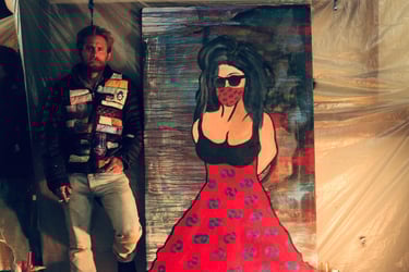 In pandemic fashion (sold) 35'' x 67'' mixed media on canvas