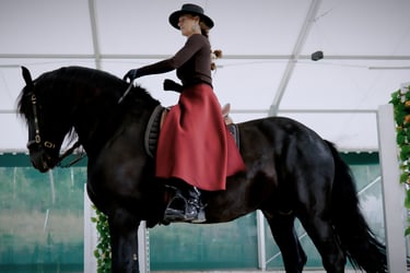 žena v jezdecké sukni chapskirt od equimovex