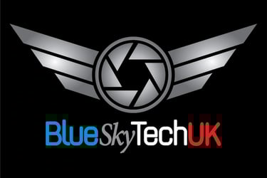 a blue sky tech uk logo with a camera