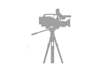 Vector illustration of a video camera on a tripod, symbolizing video camera rental services in Los Angeles