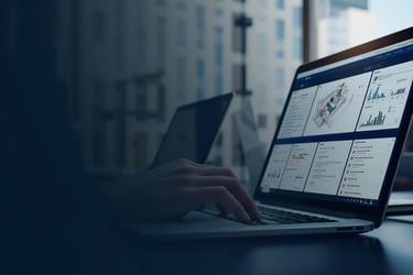 a person using a laptop computer and a laptop