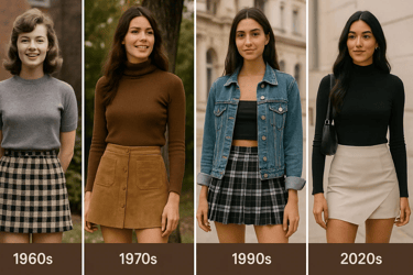 différents styles de mini-jupe à travers les époques. Journée de la mini-jupe