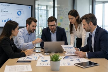 Equipo comercial trabajando