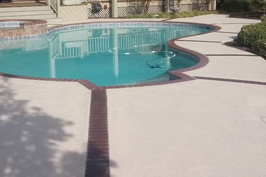 a pool with a pool and a deck