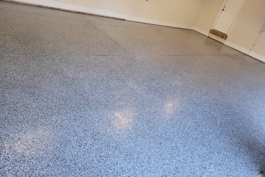 a garage floor with a garage flooring system