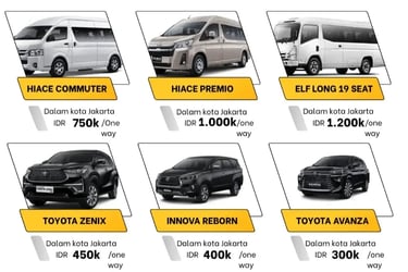 Brosur harga antar jemput bandara Soekarno-Hatta ke dalam kota Jakarta.