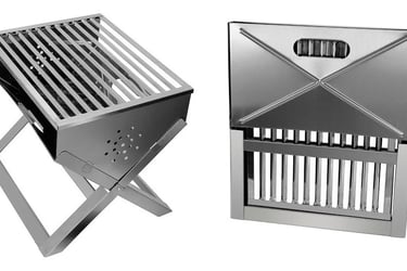 Churrasqueira De Inox Dobrável Portátil, carvão, maleta