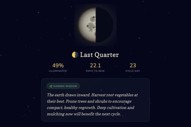Screenshot of the Bo-tanics Lunar Phase Tracker app