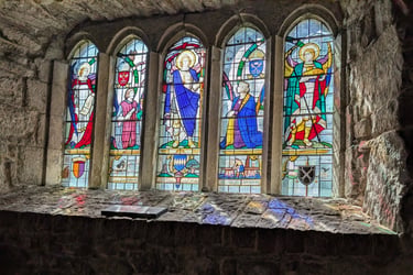 stained glass windows in a church in the Yorkshire Dale