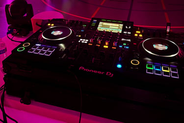 Dj Chase set up in the school gym for school dance