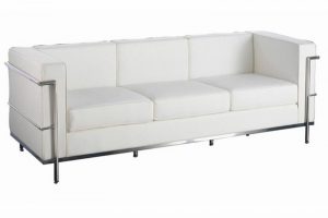 a white leather sofa - event rental furniture