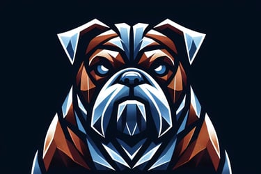 Logotipo colorido da V Legacy Consultoria com símbolo de buldogue