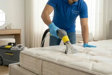 técnico de LimpiaMax realizando limpieza profunda de colchón en Bonao