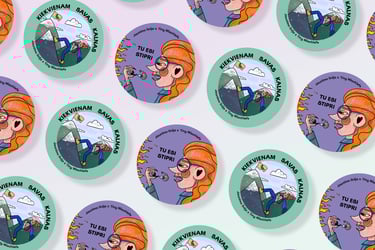 mockup of stickers for jaunimo linija