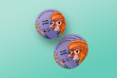 mockup of stickers for jaunimo linija