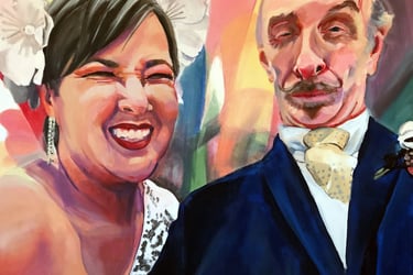 Tandem Self-portrait by Suzette, 30" x 40" Acrylic on canvas, 2020
