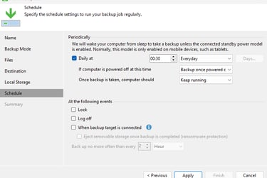 Veeam agendamento de backup