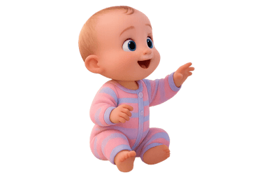 “Illustration of the BabyKidsLullaby character, designed to guide children with warmth and emotional