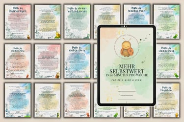 Digital watercolor affirmation cards for kids featuring cute bugs to boost self-esteem and mindfulness.
