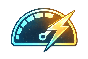 High speed performance icon with lightning bolt representing fast website loading and efficiency