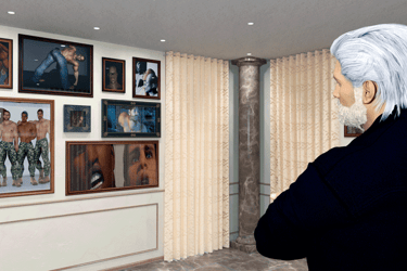 artist cameo in art gallery mock-up