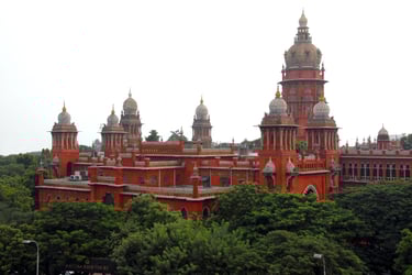 Madras High Court Chennai building exterior with red Indo-Saracenic architecture