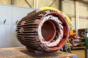 crane motor being rewound