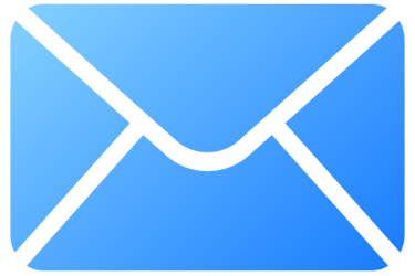 Blue email envelope icon with a black border, representing digital communication and messaging.
