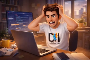 Illustration 3D de Dam frustré ,il a des difficultés à travailler dans le numérique sans bases informatiques