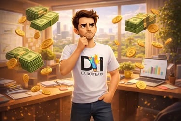 Illustration 3D de Dam insatisfait cherchant une meilleure rémunération et plus de revenus professionnels