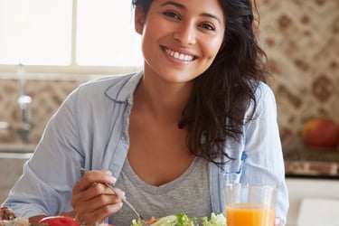 Woman eating healthy for beautiful hair