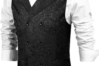 a man in a Victorian style vest and bow tie